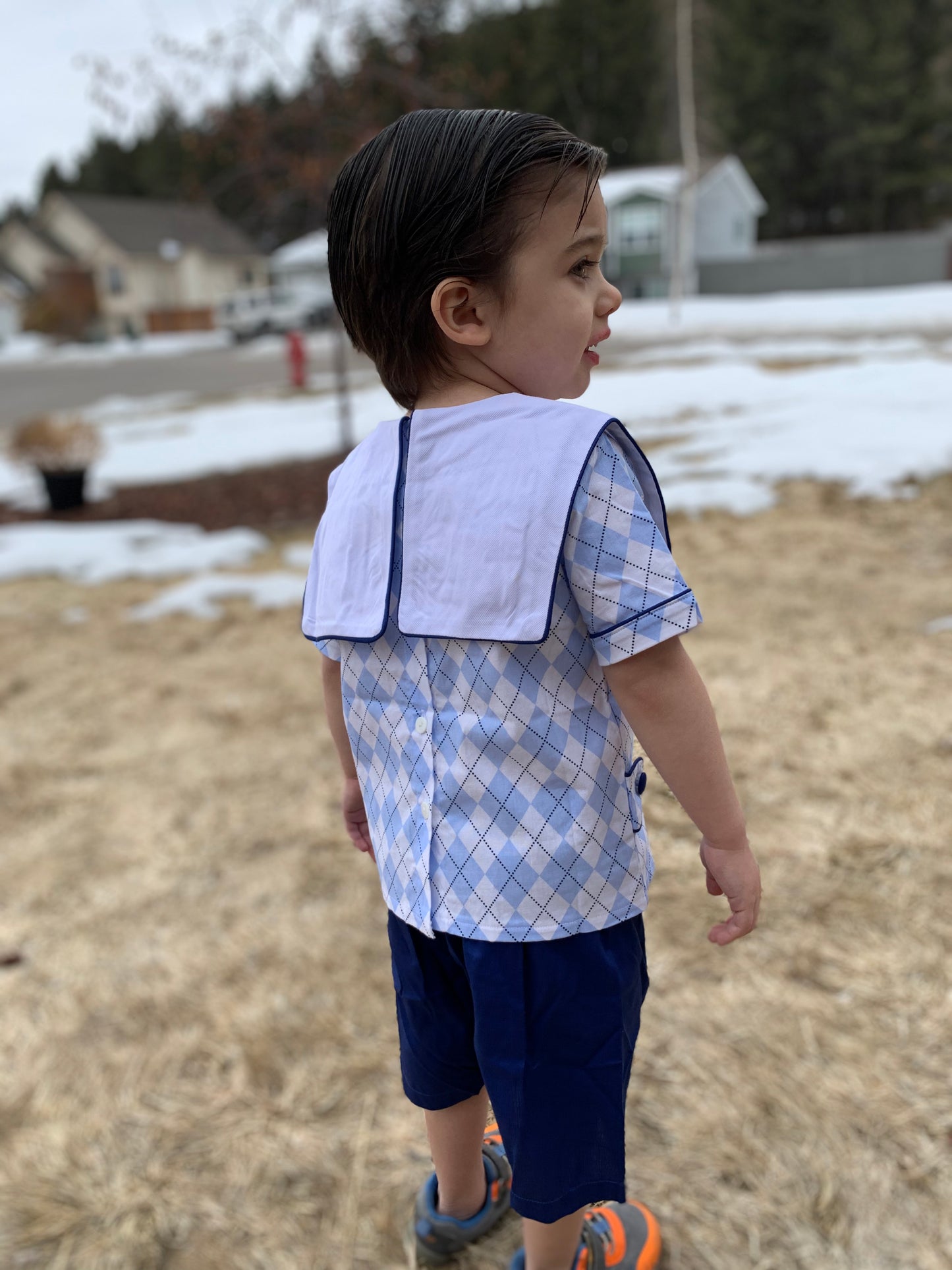 Boys Train Embroidered Set