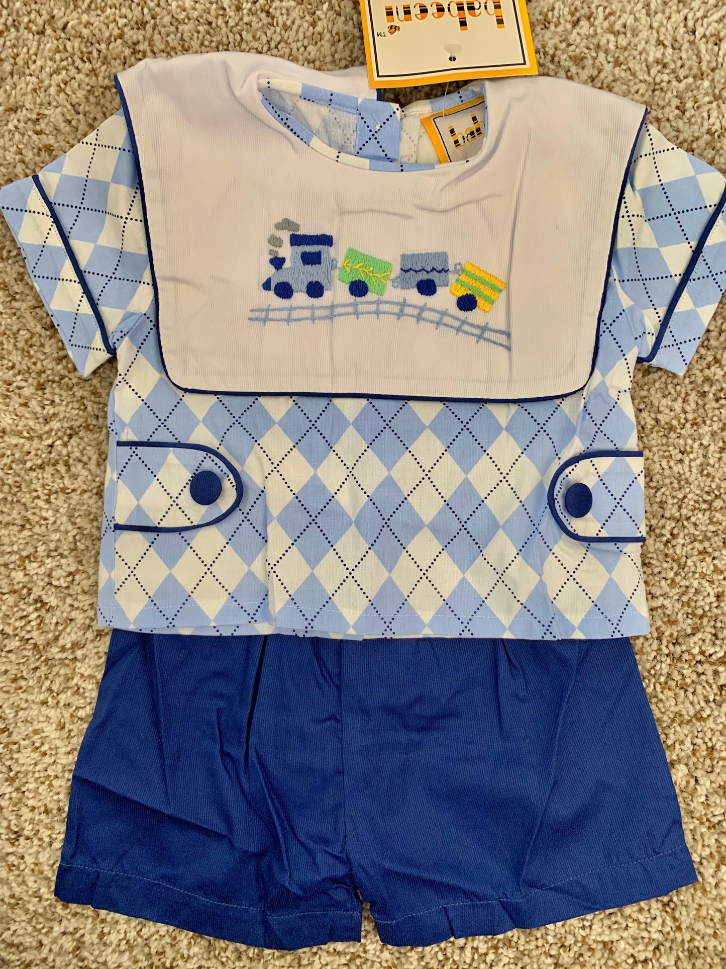 Boys Train Embroidered Set