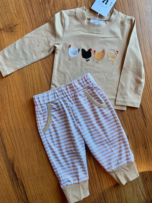 Embroidered Chicken Jogger Set