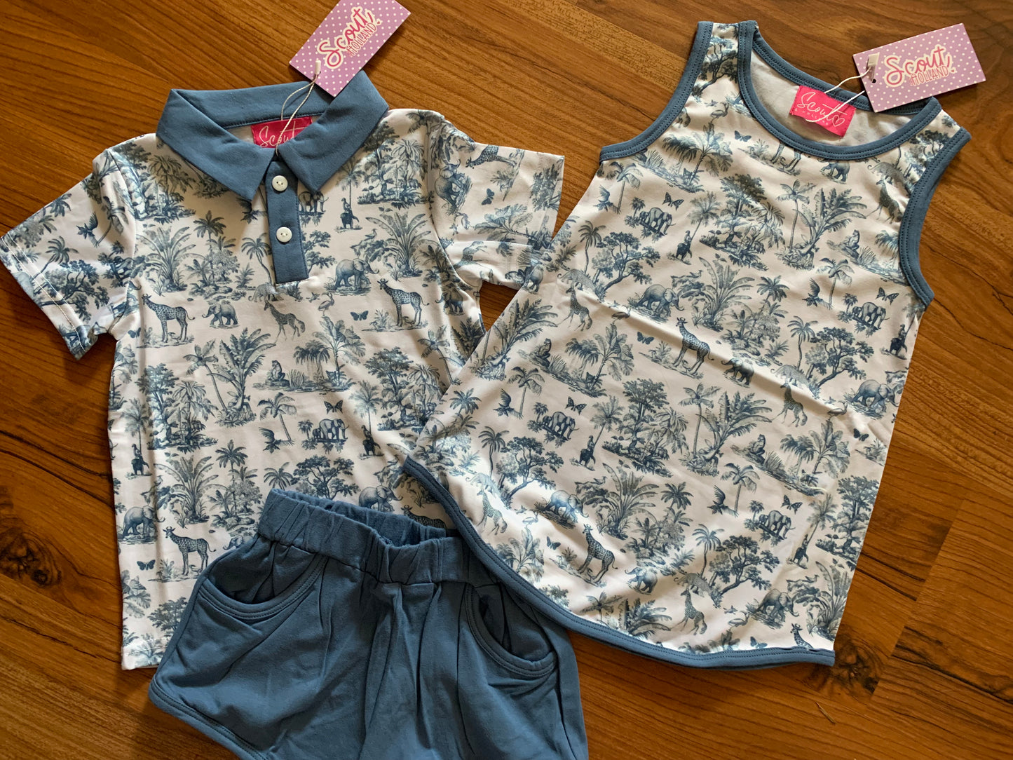 Safari Toile Boys Shorts Set