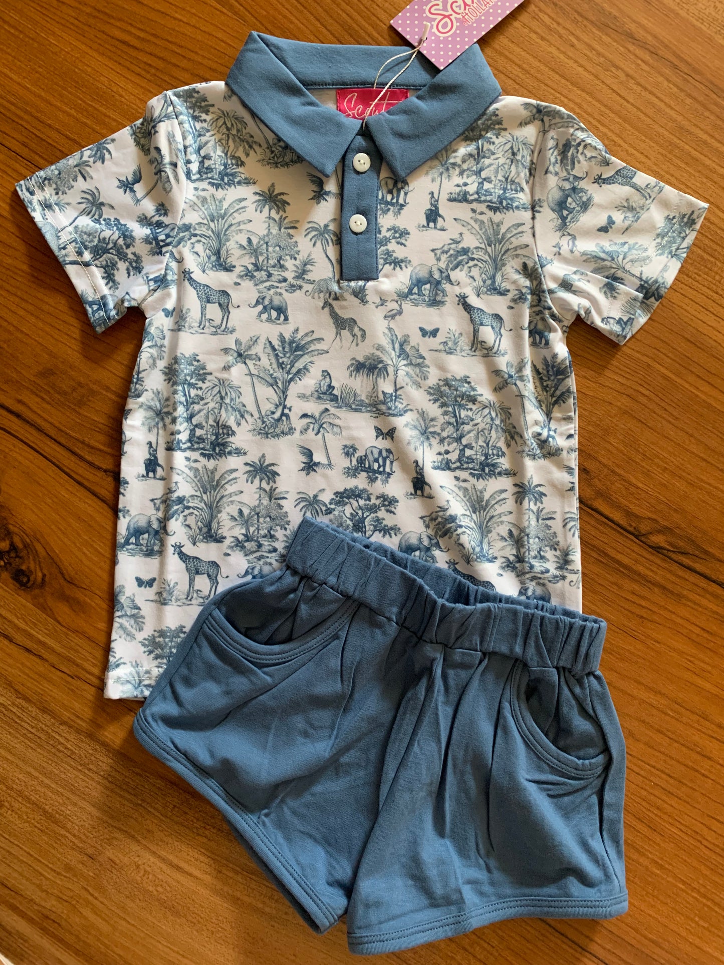 Safari Toile Boys Shorts Set