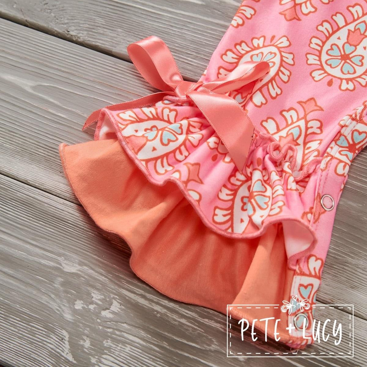 Peach Paisley: Romper