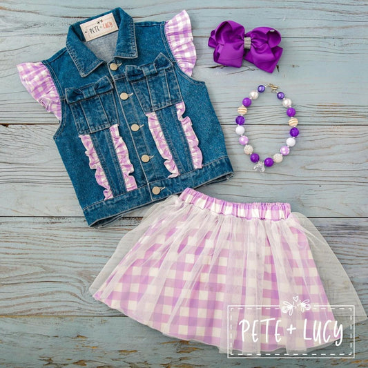 Sweet Gingham: Purple Puff 3 Piece Set