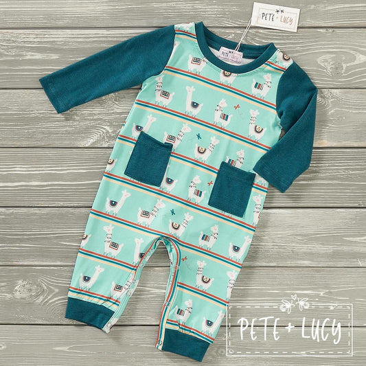 Happy Llamas: Boy Romper